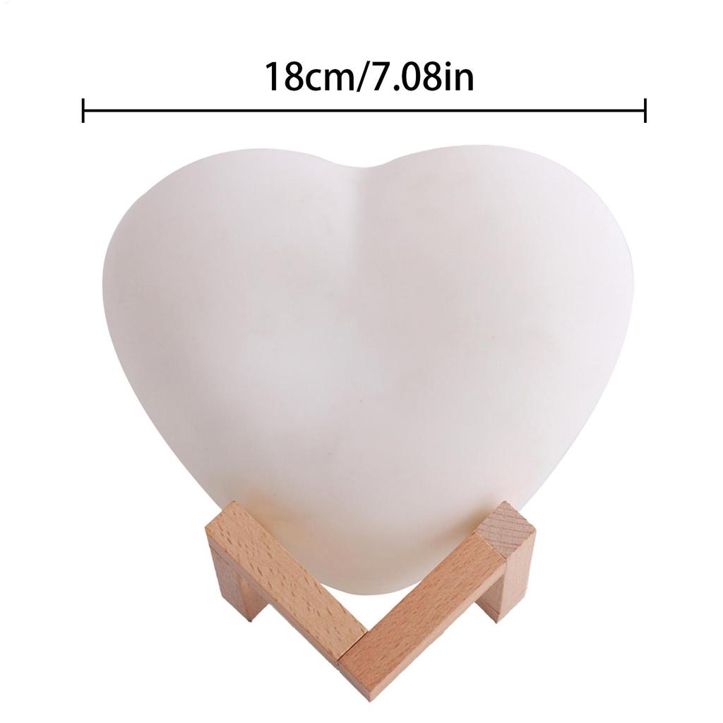 Heart Night Light 16-Color USB Rechargeable LED Nightlight Heart Shaped Light with Stand and Remote Control for Valentine's Day