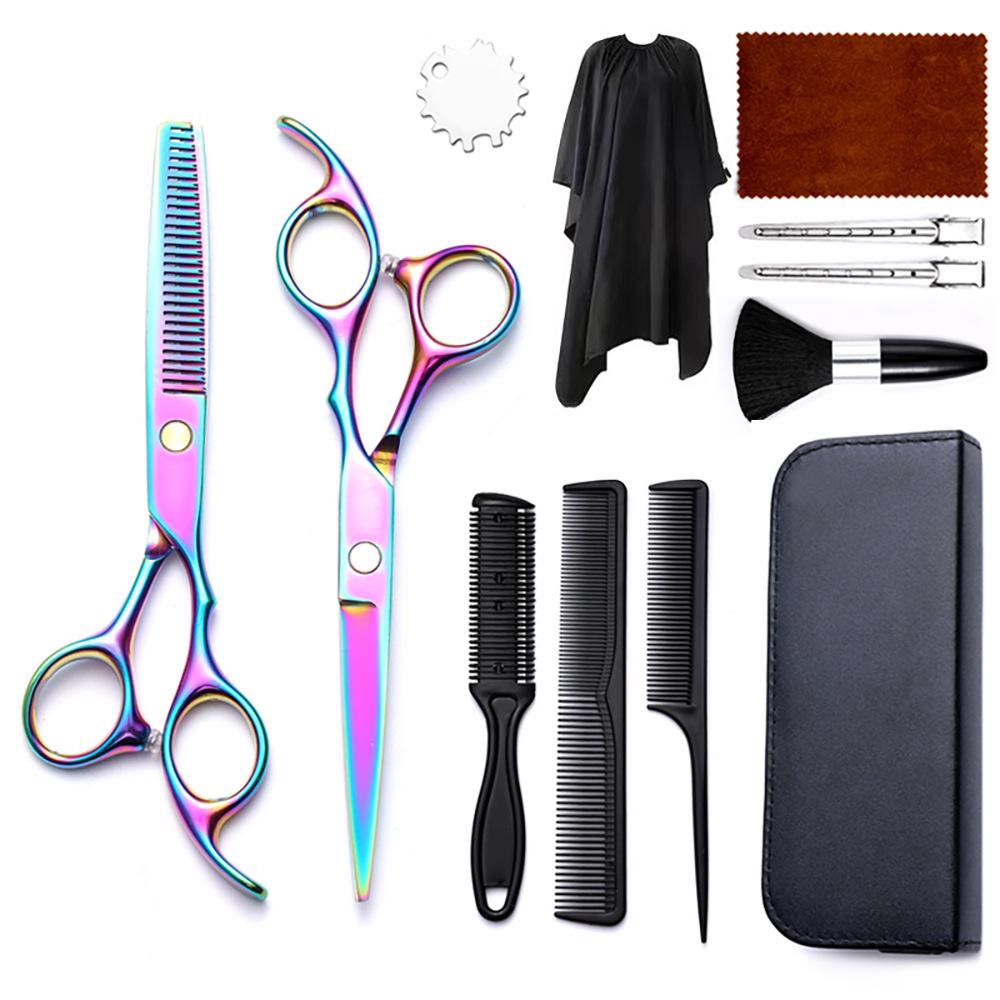 Hairdressing Scissors Set: Colored Straight-Tooth & Thinning Bangs Scissors for Professional Stylists
