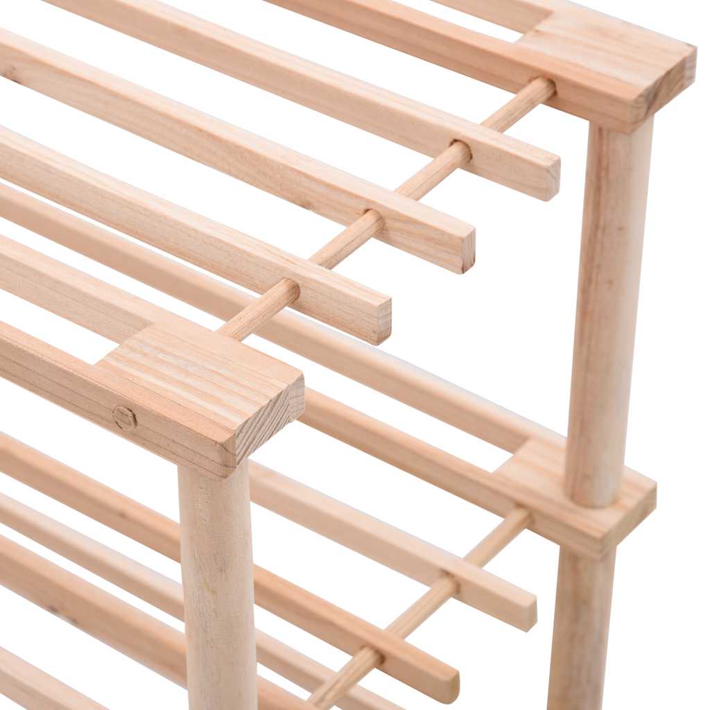 Shoe Rack with 3 Shelves Solid Pine Wood