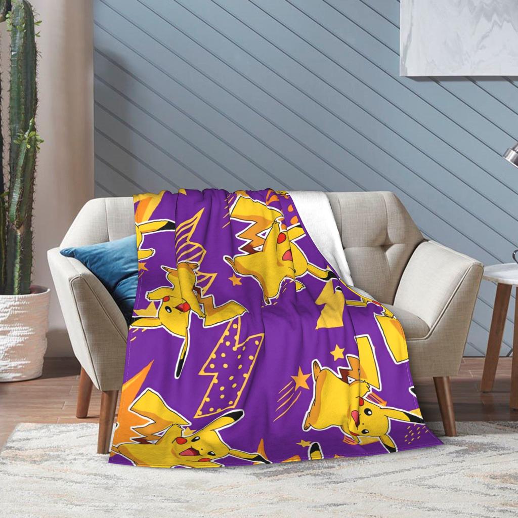 RIPSuper Soft Cartoon Pikachus Throw Blanket Premium Flannel Fleece Lightweight Bed Blanket Cozy Fluffy Bedspread All Season UseR-I-P