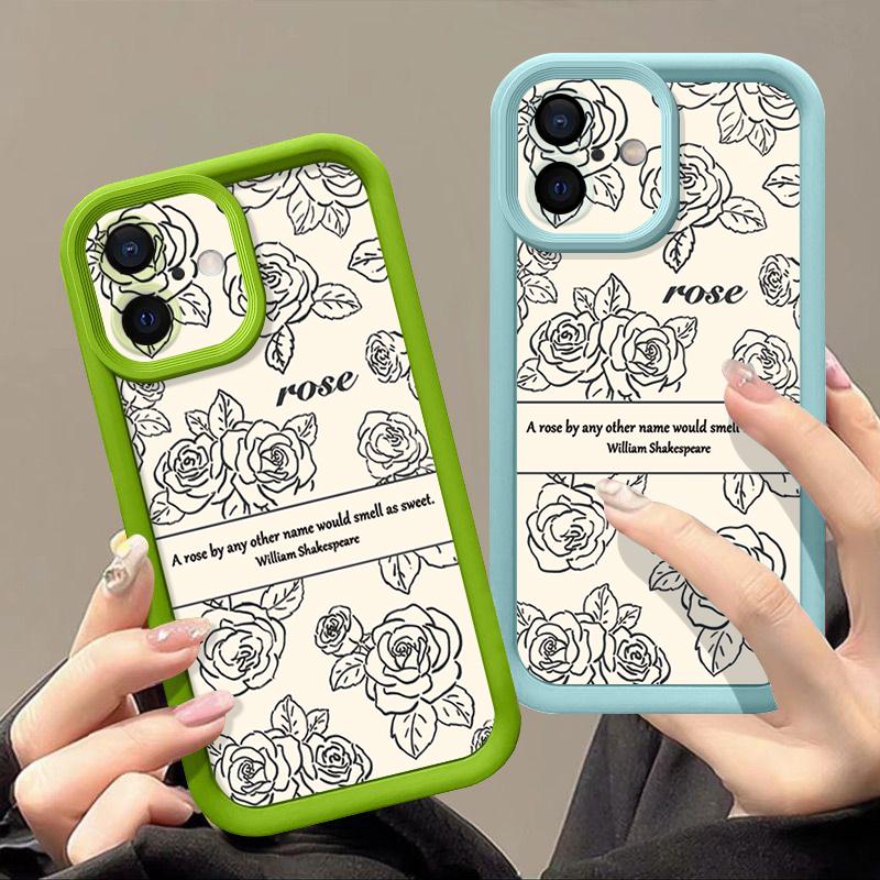 Rose Flowers Candy Color Phone Case For iPhone 16 Pro Max 16e 14 15 Pro Max Plus 13 12 11 Pro 7 8 XR X XS Shockproof Bumper TPU Silicone Cover