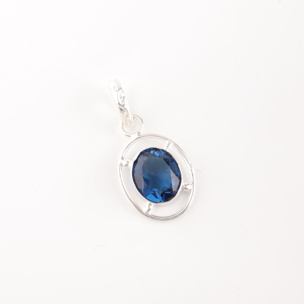 Natural London Blue Topaz Gemstone 925 Sterling Silver Jewelry Handmade Pendant PP-6-7