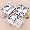 Food-Grade 304 Stainless Steel Four-Compartment Meal Tray
