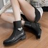 Přezka na opasek Britský styl tenké Martin boots dámské podzimní a zimní retro tlustý podpatek Chelsea malé krátké boty dámské