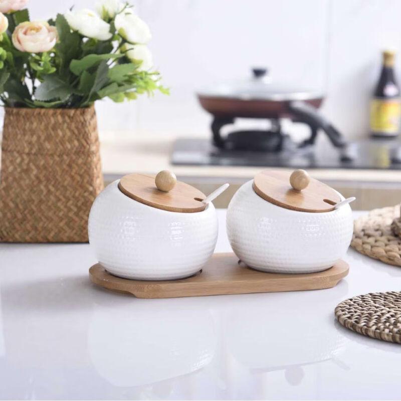 Ceramic Large Capacity Seasoning Jar Set Large - Set of 2