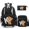 3Pcs/set Cute Little Bear 26 English Letters Bookbag Back To School Backpack Child Gift with Pencil Case Shoulder Bag Backpack
