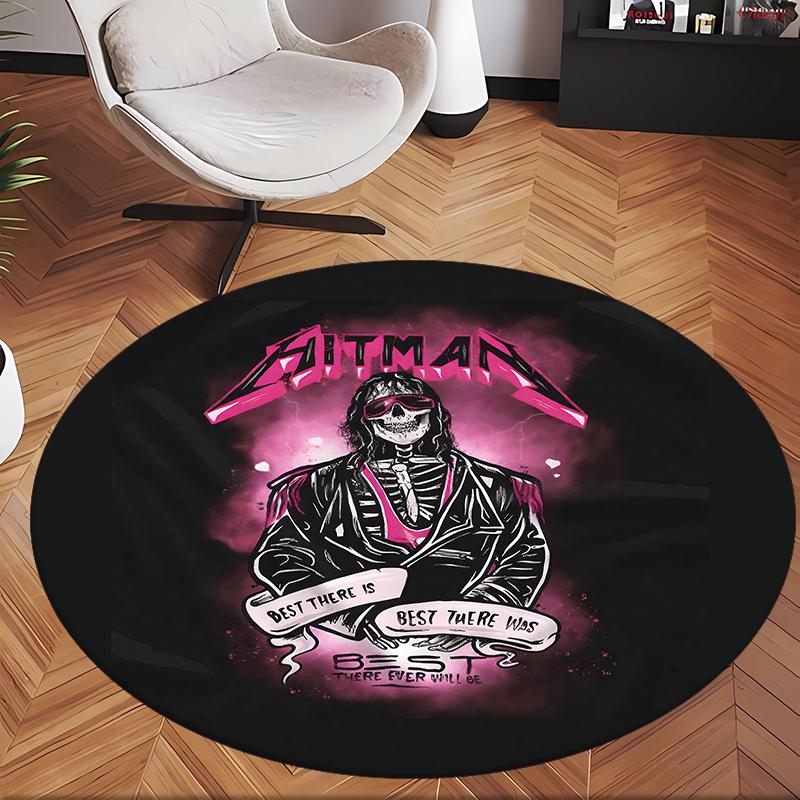 Hitman Bret (1) Round Office Rug Decorative Floor Rug for Office Bedroom Living Room and Home Space