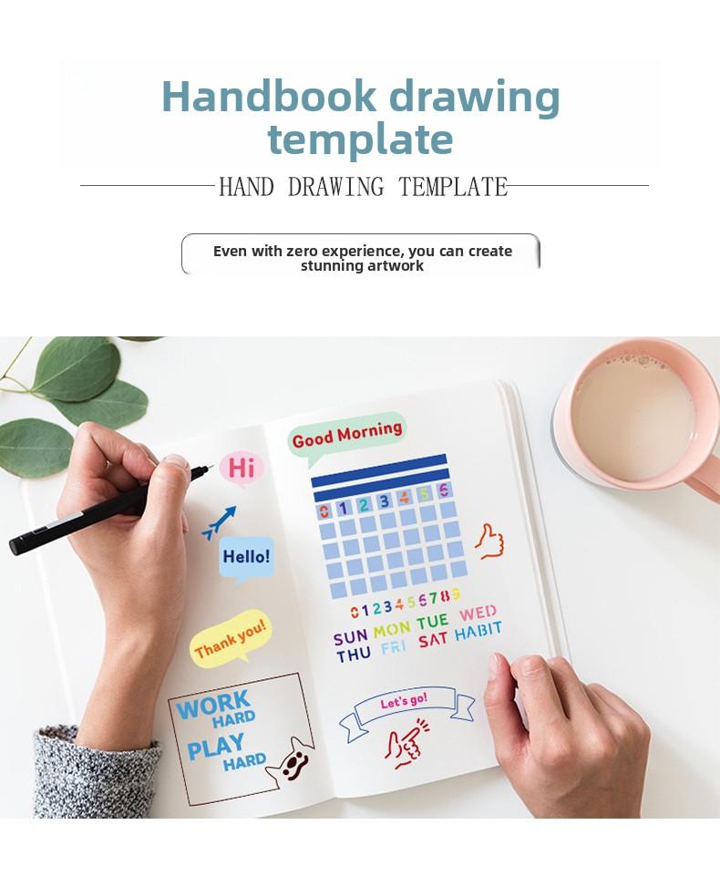 20Pcs Craft PET Paper Reusable Journal Stencils Scrapbooking Diary Drawing Templates Kit with Doodle Patterns for Gifts