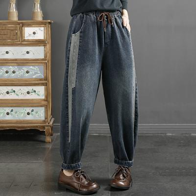 Vintage Loose Harem Jeans Women Autumn High Waist Patch Denim Pants Female Streetwear Casual Woman Trousers Pants for Autumn Winter 2023