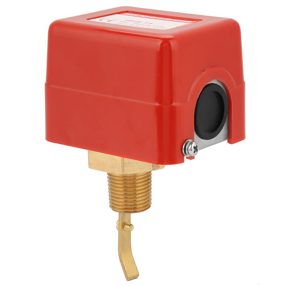 1 2 Water  Paddle Flow Switch Thread Connection SPDT Contacts Red(Partial Stainless Steel Type)
