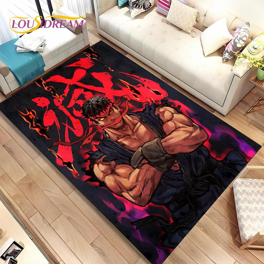 Street Fighter Retro-Game-Gamer-Bereichsteppich, Teppich für Wohnzimmer, Schlafzimmer, Sofa, Fußmatte, Dekoration, rutschfeste Bodenmatte für Kinderspiele