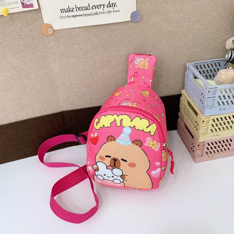 School Bag Cartoon Love Breast Bag New Simple Kapibara Printed Children's Change Bag Oblique Batch
