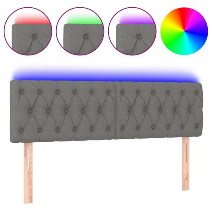 VidaXL LED Headboard Bedroom Furniture Double Bed Accessory Head of Bed Frame Interior Dark Grey 3121955