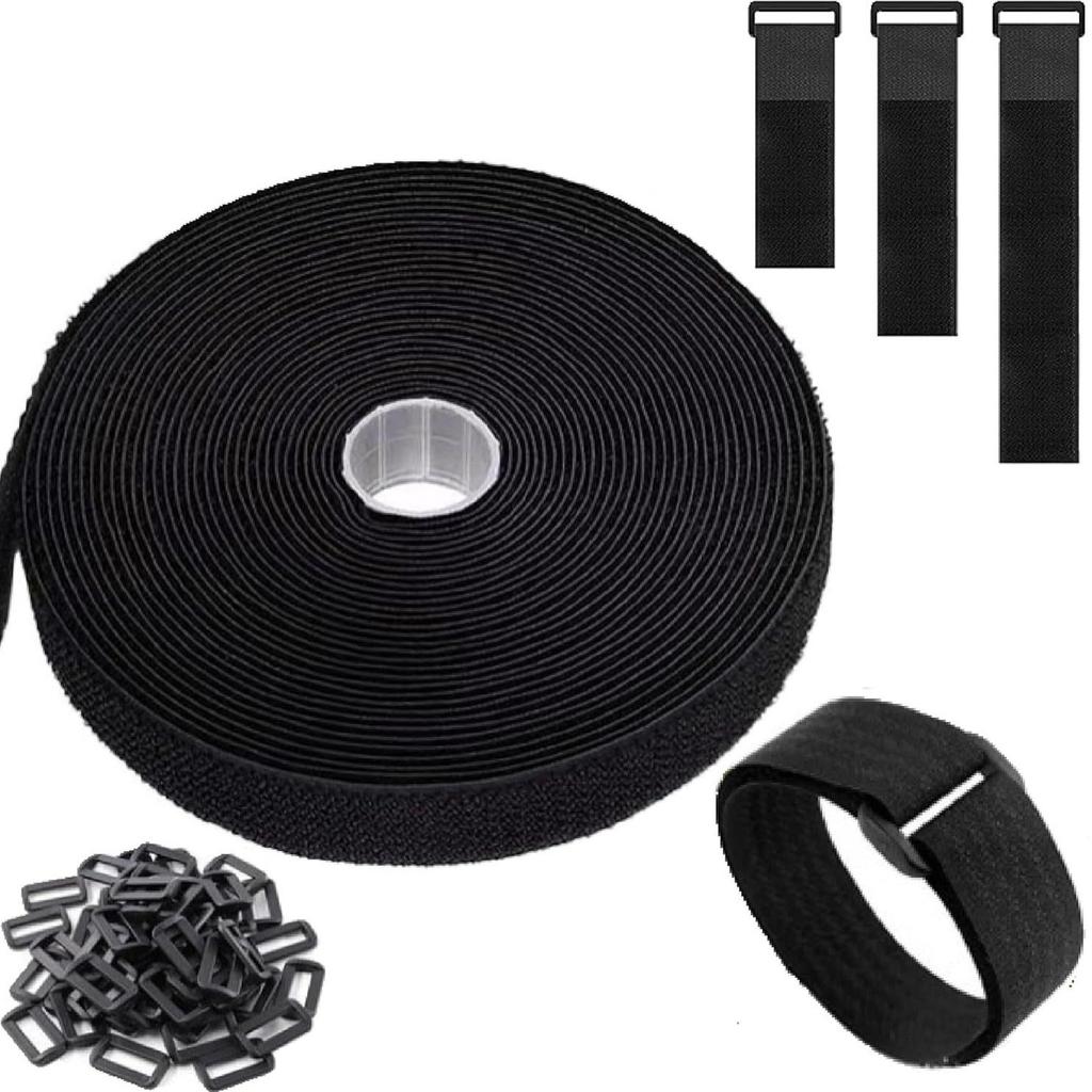 Hook And Loop-Straps With 20 Buckles Adjustable Reusable Cable Strap Arbitrarily Free-Cut Length Fixing Nylon -Strap