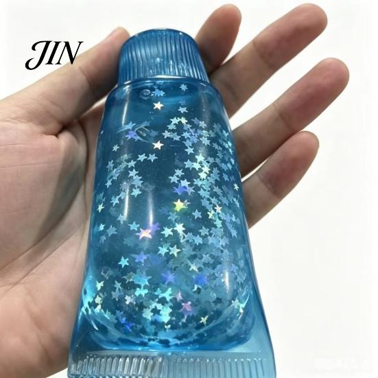 Safe Stress Relief Toy Clear Toothpaste Tube Squeeze Toy, Star Glitter Anti-stress Hand Slow Rising Soft Transparent Sensory