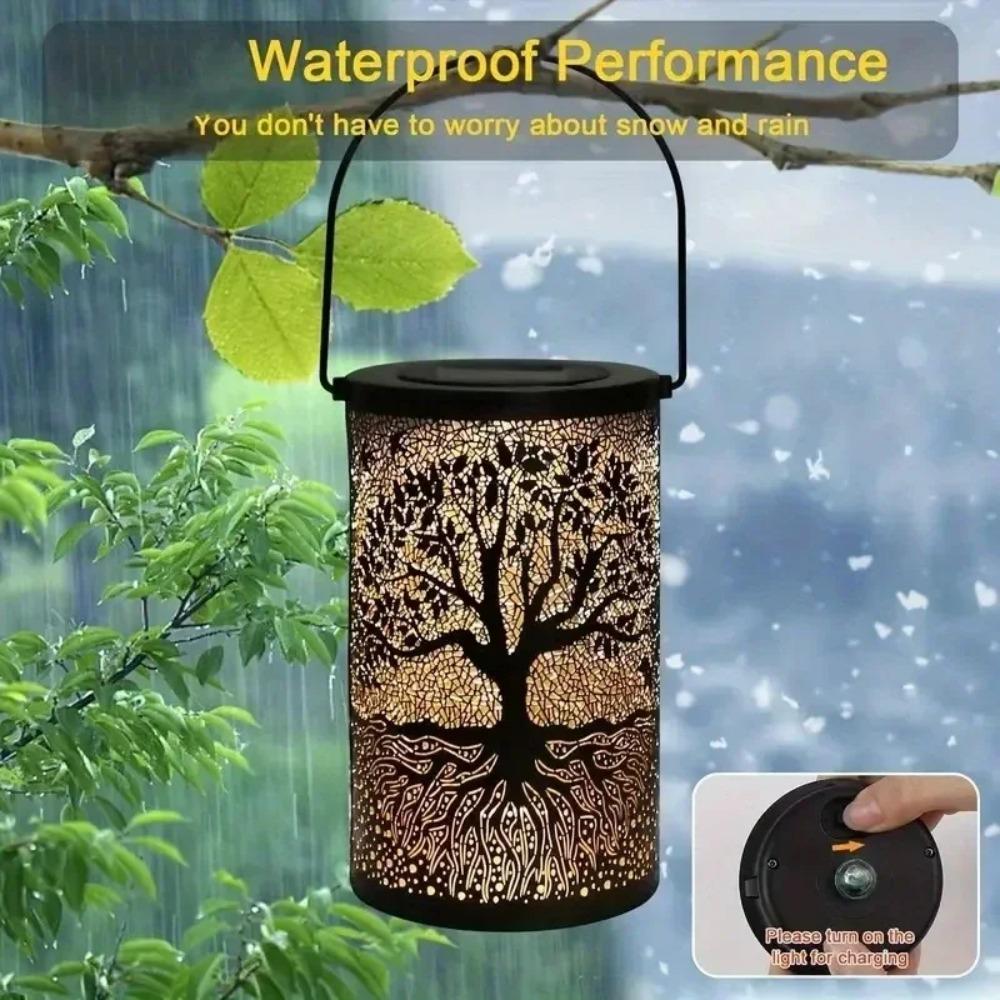Solar Light Outdoors Handheld Iron Hollow Projector Light Hanging Solar Lantern Waterproof Solar Light  Decorative Lights