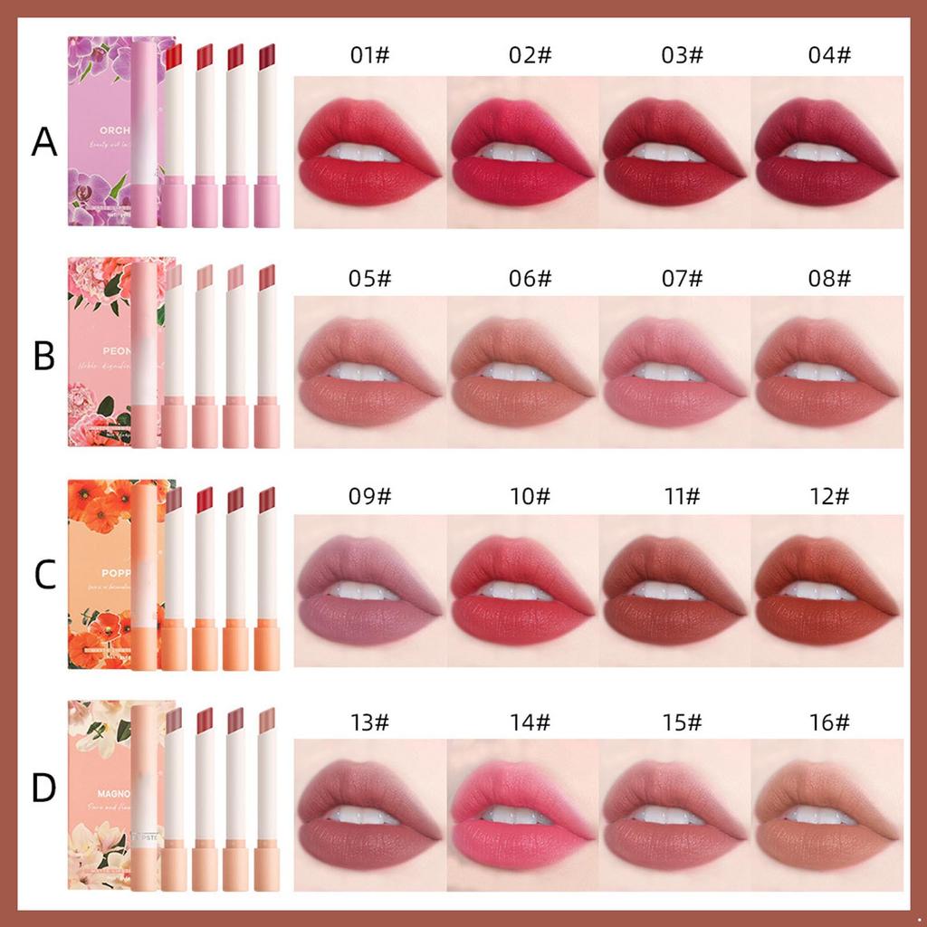 4Pcs Velvet Matte Lipstick Set Long Wearing Hydrating Lip Color for Women Girls Soft Smooth Texture Not Greasy Lightweight Lip Makeup Accessories