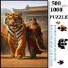 500pcs-1000pcs, Handmade Jigsaw Puzzle, Paper Jigsaw Puzzle, Jigsaw Puzzle, White Card Material, (Eastern Female War God And Fierce Tiger Fighting Sid