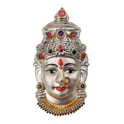 Față Ammavari din Argint Decorat - Laxmi Mukhota - Față Matha - Față Varalakshmi