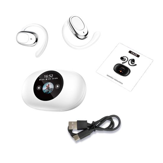 1 Pair Bluetooth-compatible Earphone with Earhook Noise Canceling HiFi Sound IPX5 Waterproof Wireless Over Ear Earbuds Sports Running Headphone