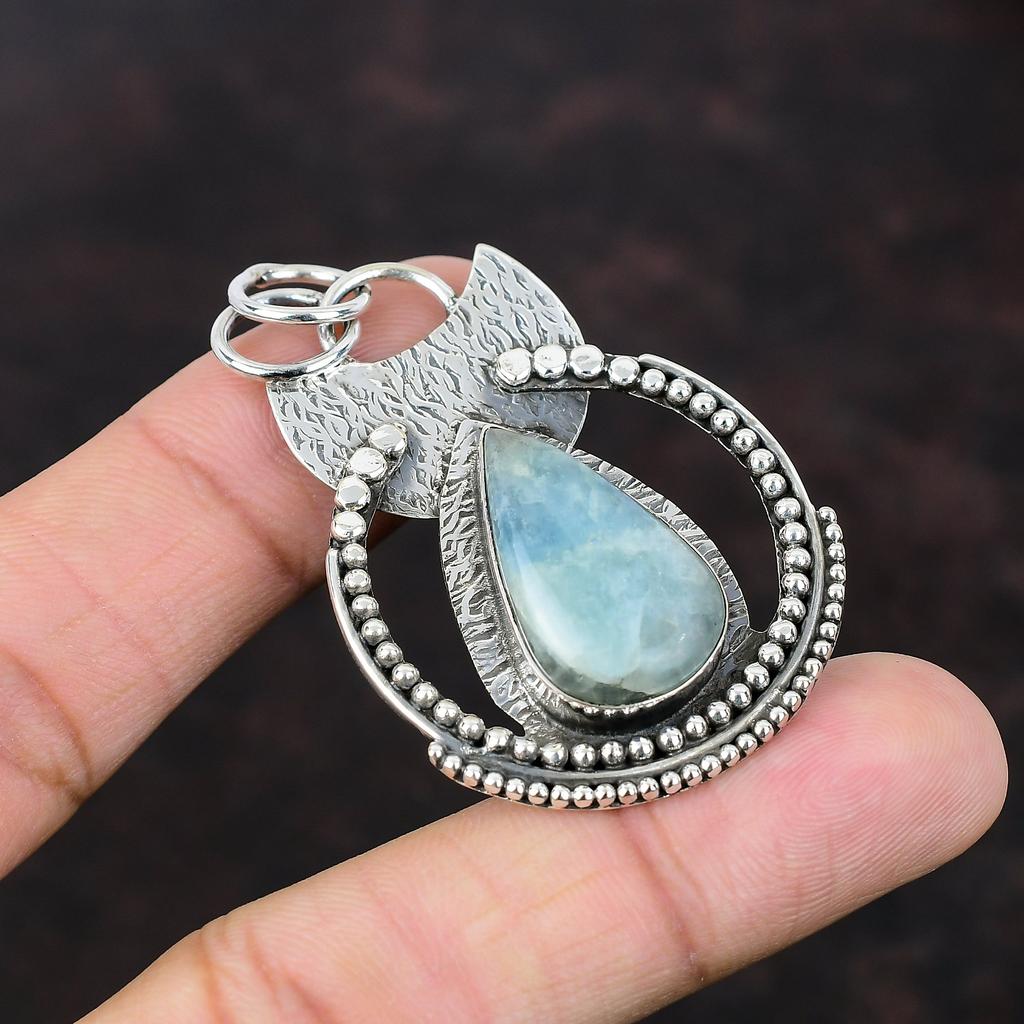 Aquamarine Pendant 925 Sterling Silver Pendant Gemstone Jewelry Designer Pendant Elegant Jewelry Gift For Mother Handmade Boho Style Jewelry