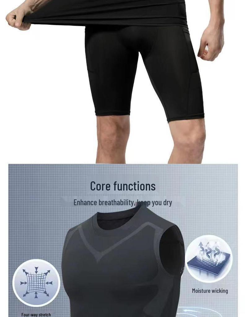 Men's Quick-Dry Sleeveless Three-Piece Fitness Set for Running and Basketball
