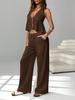 2-teiliges Bekleidungsset, bestehend aus einem trägerlosen Neckholder-Top und einer Hose mit weitem Bein und Kordelzug, geeignet für Freizeitkleidung, Damen-Strandmode