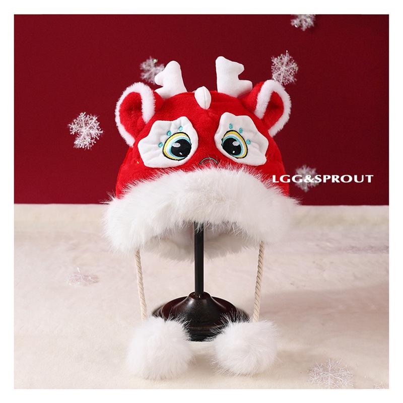 Kinder Plüsch Drachenmütze mit Ohrenschutz - Winter Warm Cartoon Stil für Jungen, Mädchen, Babys