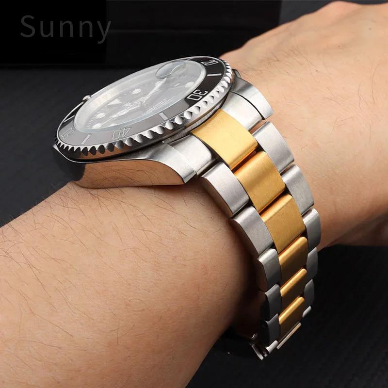 Pro Rolex Daytona Log Submariner Panda Černý Zelený Vodní Duch Vodotěsný Nerezový Řemínek k Hodinkám 20mm 21mm Náramek