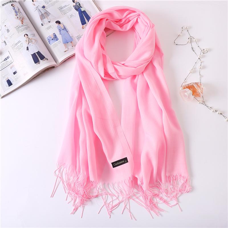 Women's Solid Color Faux Cashmere Scarf, Lightweight Shawl for Spring/Summer & Warm Autumn/Winter Malaysian Headscarf.