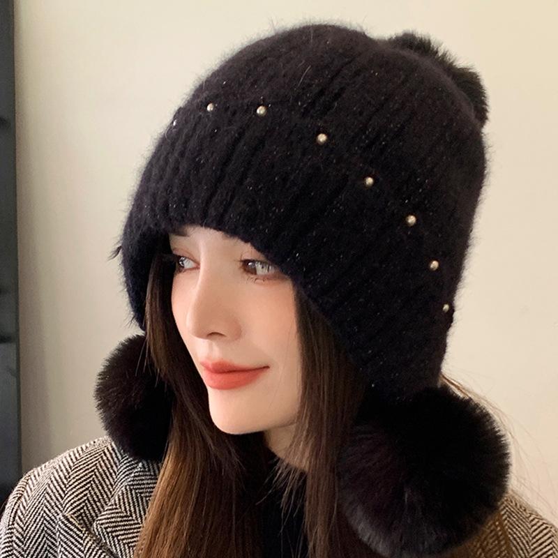 Knit Womens Beanie Winter With Pompom Warm Thick Polyester Stretchy Soft Cozy Nobrim Hat For Christmas