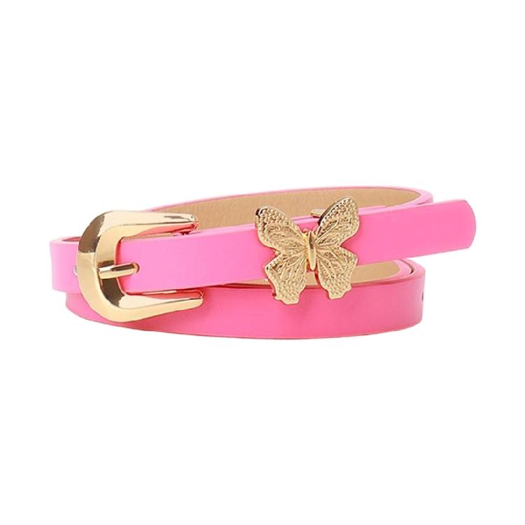 Lovely Butterfly Adorned PU Waist Belt Vibrant Color Waist Cinching Band Waist Girdle for Daily or Special Occasion
