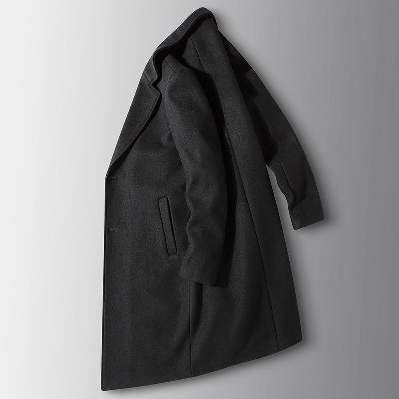 Autumn and Winter Thickened Long Padded Single-sided Woolen Trench Coat with Two Buttons, Business Wool Jacket