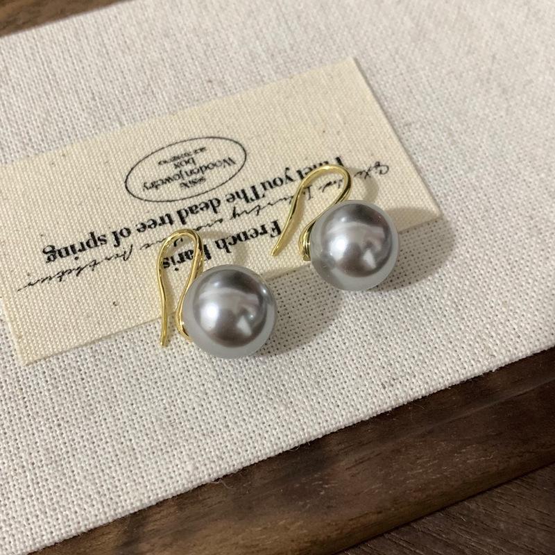 Large Retro 925 Pearl Earrings with Niche Ear Buckles for Women