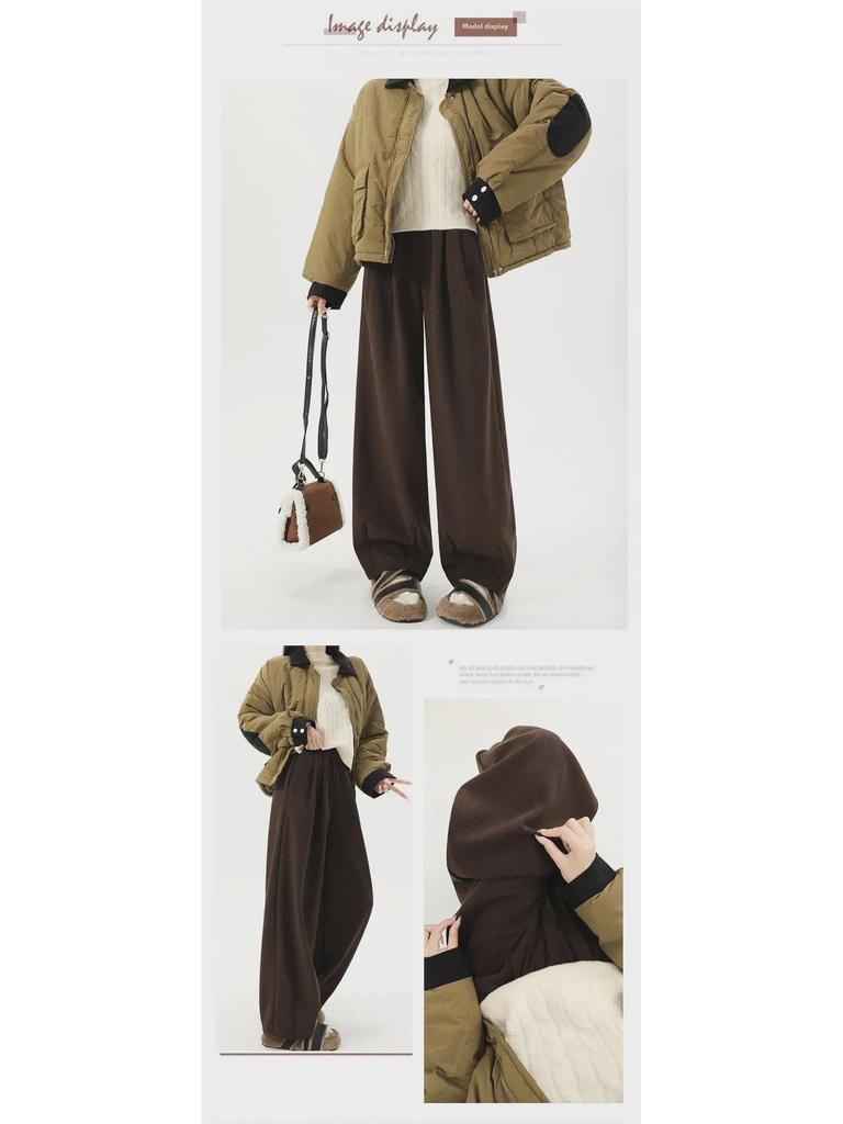 Maillard Women's Wide-Leg Velvet Corduroy Pants for Autumn/Winter 2025 - New Loose Slim Fit by Yamamoto