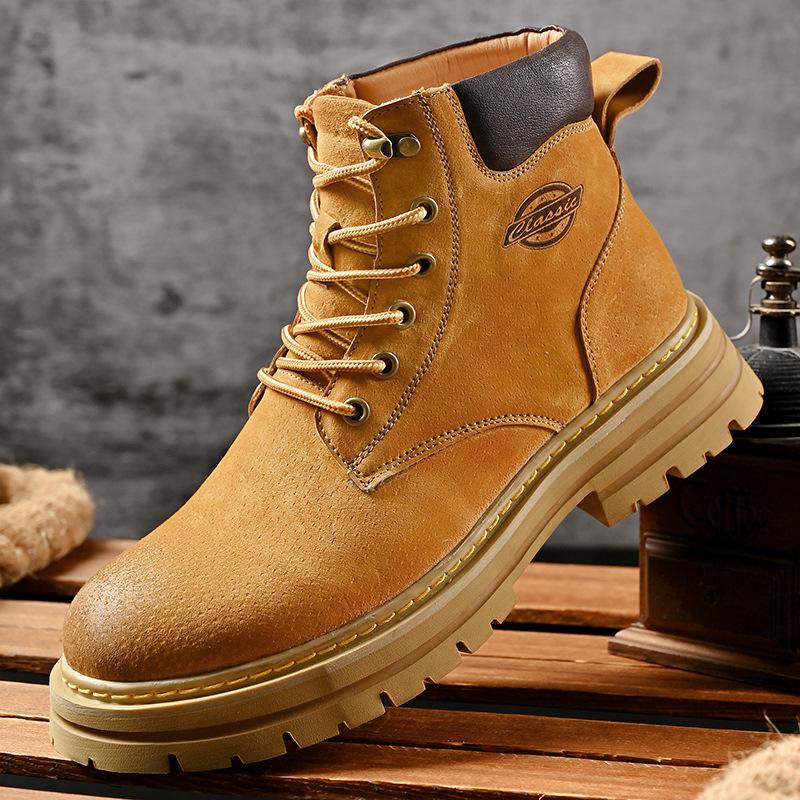 Hot-selling autumn and winter new fleece thickened couple outdoor leather men's and women's tooling Martin boots