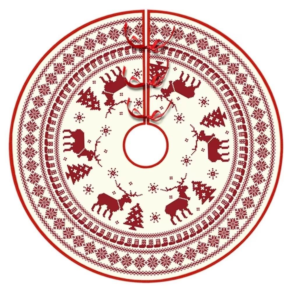Santa Claus Snowflakes Christmas Tree Skirt 35 inch Flannel Xmas Tree Skirt Collar Soft Christmas Decoration