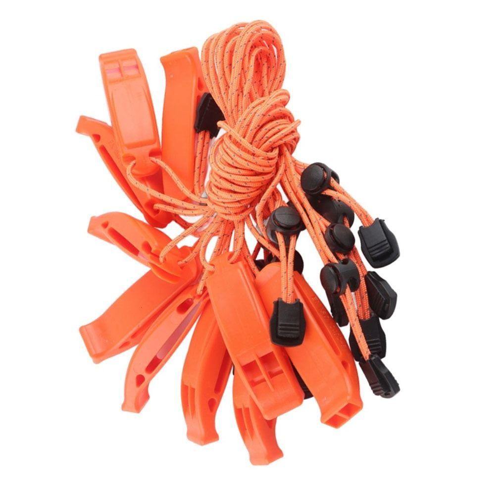 10 Pcs Durable ABS Safety Whistle Reflective Lanyard Orange Emergency Whistle Shrill Sound Emergency Safety Whistle Hiking