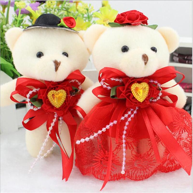 Cute Bear Shape Stuffed Plush Toys Wedding Decorations Doll Birthday Present Kids Gifts13cm
