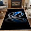 Blue Lightning Bolt Design On Black Patterned Carpet, Non Slip Mat Suitable for Living Room and Bedroom Sofas