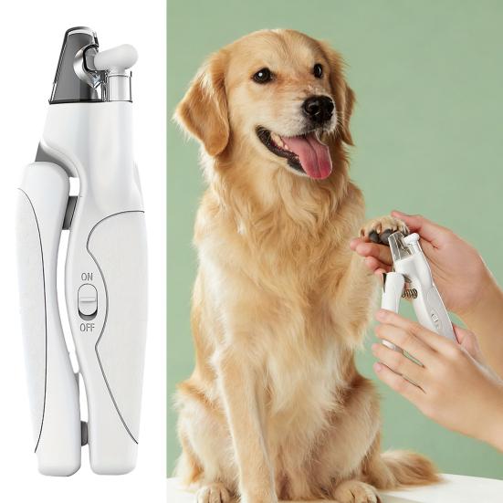 Haustier-Nagelknipser mit LED-Licht Wiederaufladbarer Katzenkrallen-Schneider Edelstahlklinge Nagelknipser mit Auffangbehälter Nagelfeile für Hunde Katzenpflege