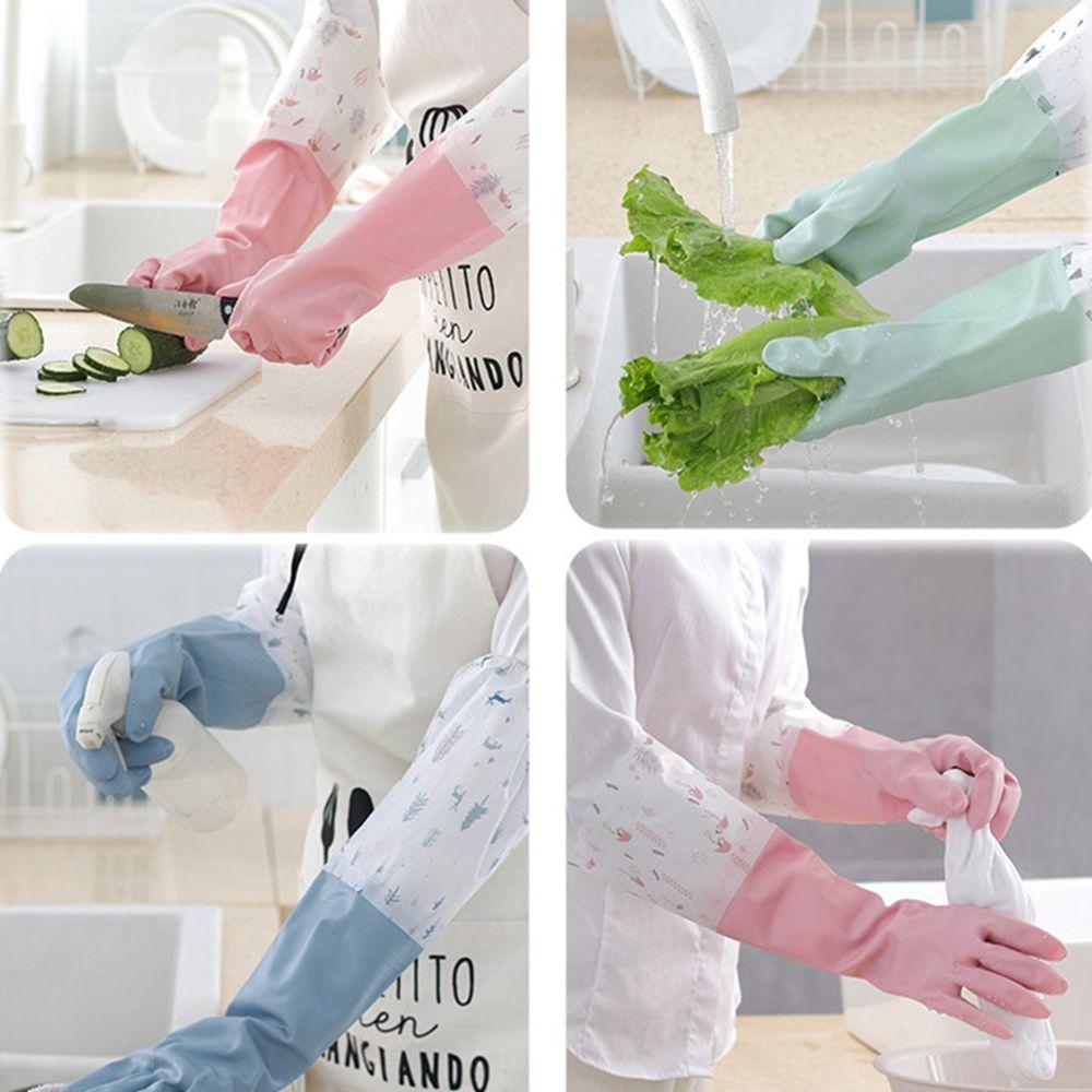 Waterproof Rubber Elastic Band Plush Household Gloves Dishwashing Tools Kitchen Accessories Sleeve