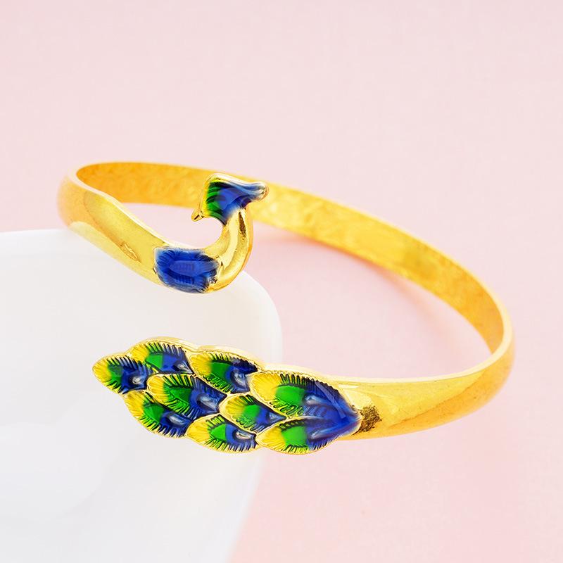 Peacock Open Bracelet Women's Bracelet Peacock Ring Cloisonné
