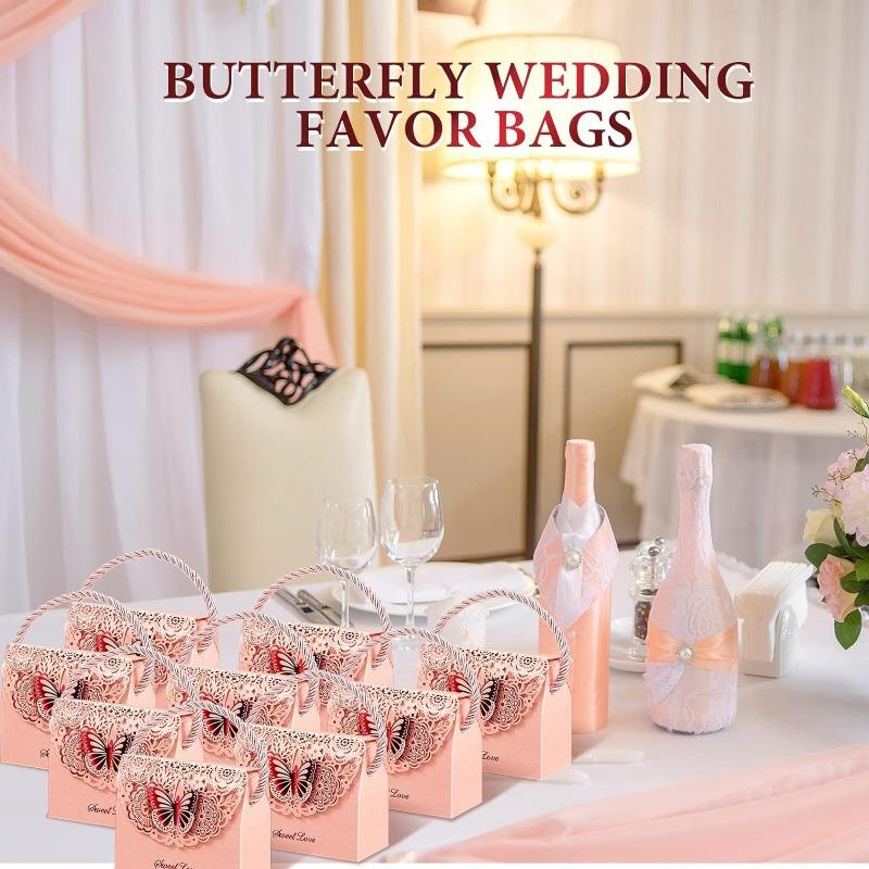 5pcs Butterfly Candy Box, Romantic Wedding Bridal Shower Chocolate Box, Wedding Baby Shower Anniversary Birthday Party Supplies