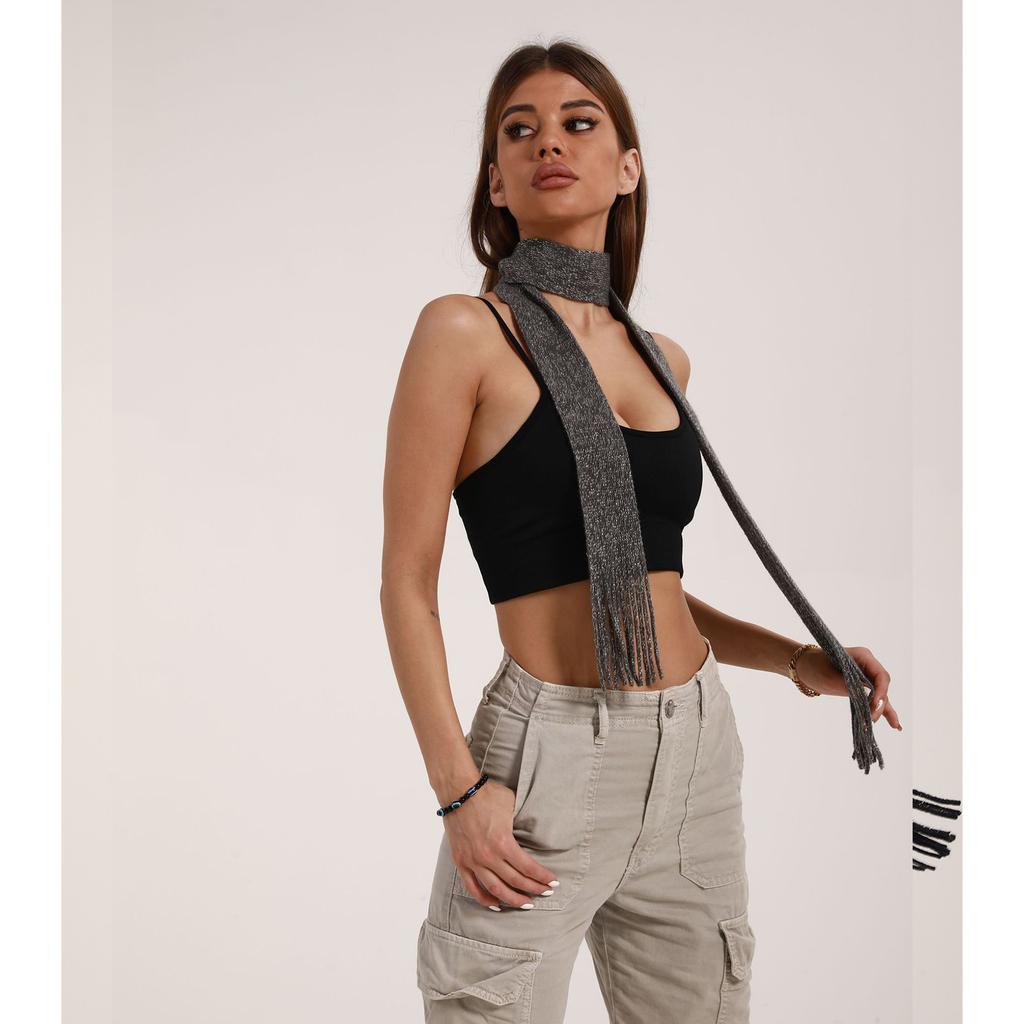 Blingbling Scarf for Women Long Skinny Belt Necktie Y2K Girls Photo Props Long Neckerchief Skinny Scarf Necktie