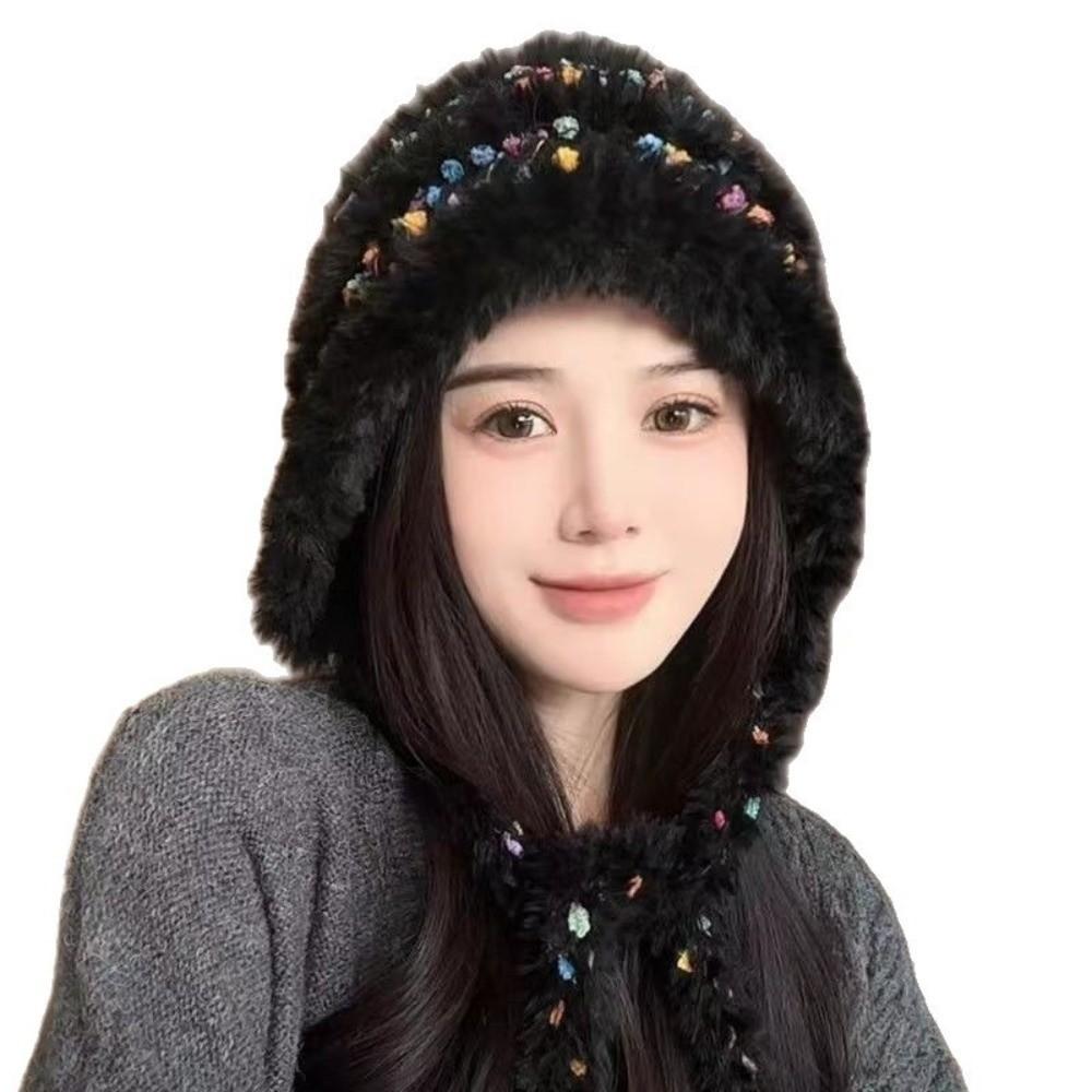 Warm Bucket Hat Ear Protection Earmuff Knitted Hat Cute Winter Hat  for Women