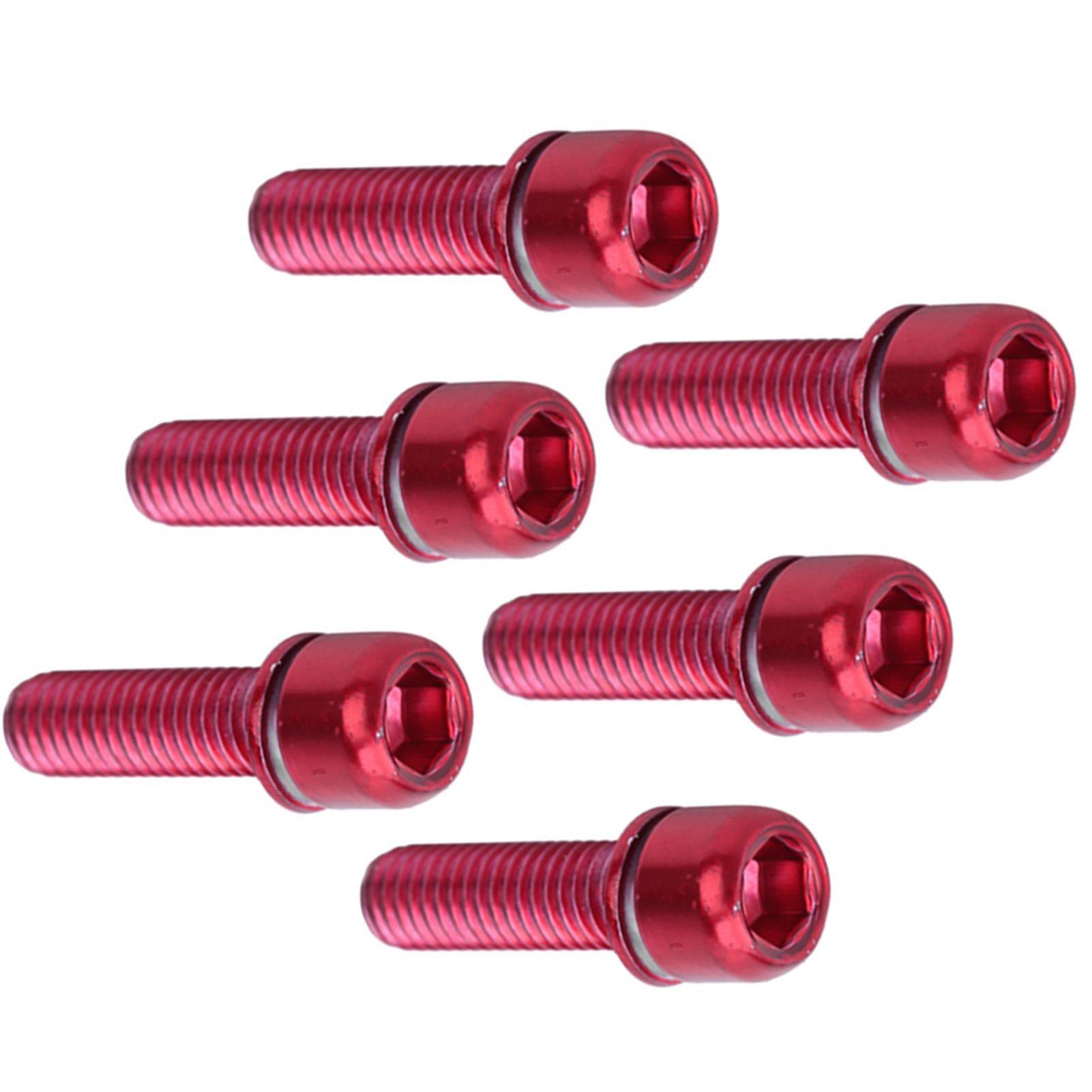 

M5x18mm Bicycle Stem Screw Bolt with Spacer Steel Bike Steering Handlebar Parts red
