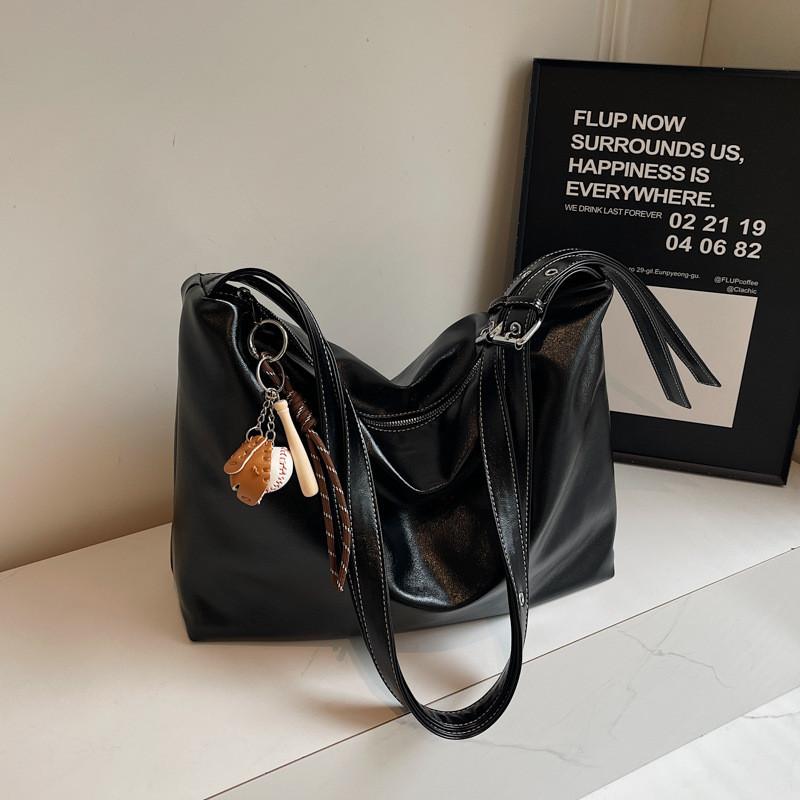 Ielgy Ladies Large-Capacity Glossy Tote Bag High-End Texture Soft Commuter One-Shoulder