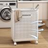 Household Large Capacity Foldable Dirty Clothes Basket Organizer Dirty Clothes Basket Home Bathroom Storage Basket with Wheel