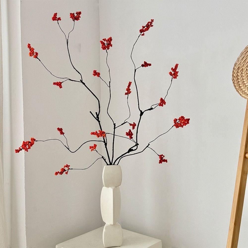 Floral Decor Artificial Berry Fruit Branch Red Fruit Berries Artificial Flowers  Home Decoration